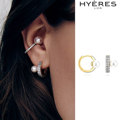 【HYERES LOR】22FW★ Noailles Point One Touch Earrings full HYERES LOR] Noailles Silver Antique Pearl Point One Touch