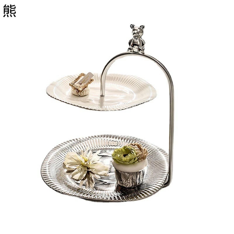 デザートラック カップケーキスタンド アフタヌーンティースタンド 2段 3段 西洋風 セラミック 熊 陳列台 お菓子 アフタヌーンティー ウエディング 宴会 クリスマス パーティー 飾り付け プラッタ