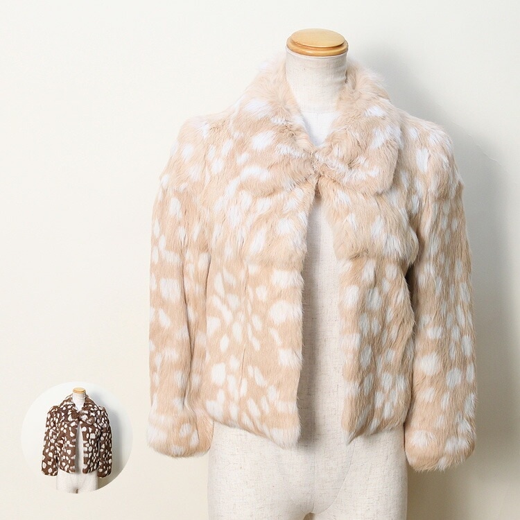ラビット ファー ジャケット アニマル柄 送料無料 レディース ギフト プレゼント