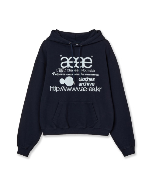 【AEAE】 WEB LOGO LOOSED HOODIE [NAVY] 正規品
