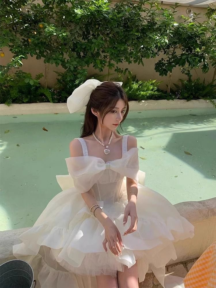 きれいめ！セット パーティードレス 中長さ/ロングワンピース 結婚式 ワンピース ライトウェディングドレス初恋ガール成人式ブバースデードレスチュチュスカート