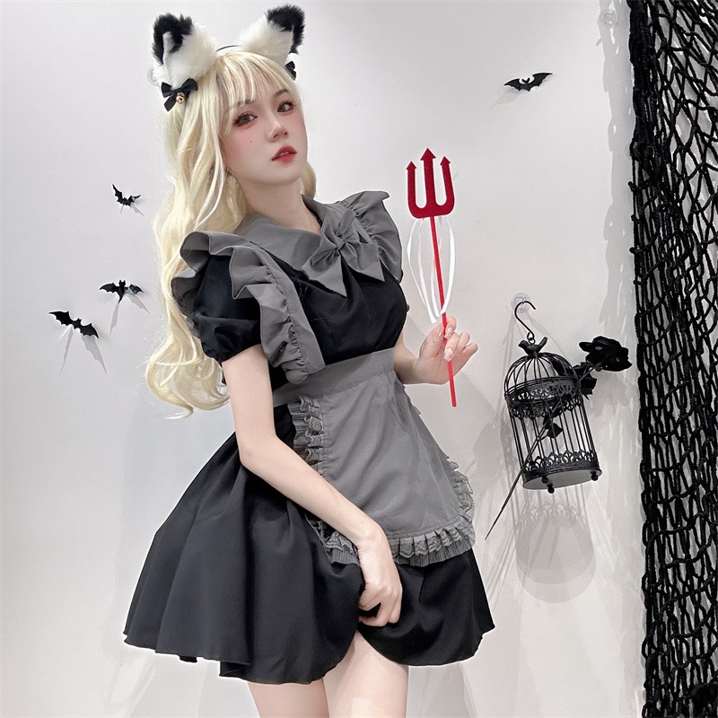 正規品ゴシック暗黒cos服メイド服ハロウィーンコスプレ衣装ワンピースセットアニメショー