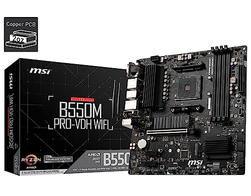 MSIマザーボード B550M PRO-VDH WIFI Ryzen 5000シリーズ (AM4)対応 M.2ヒートシンク Wi-Fi機能 MicroATX [AMD B550 搭載] MB5033