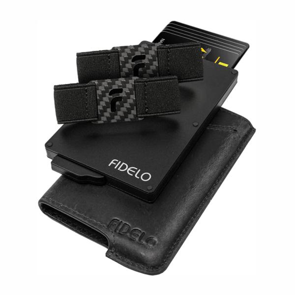 メンズ 財布 ミニマリスト カードケース マネー クリップ ブ ブラックレザー