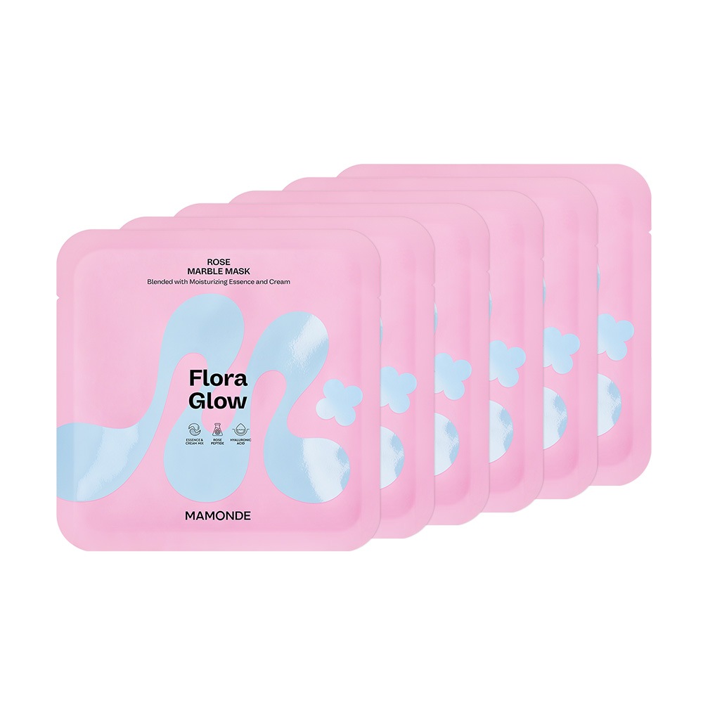 マモンドフローラグローローズマーブルパック36g x 6枚/ユンクァンマスク