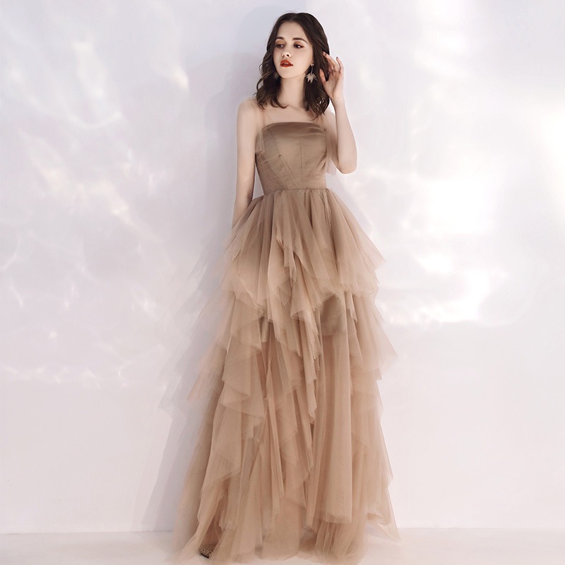 ドレス 衣装 イブニングドレス ロングドレス ノースリーブ Aライン バックシャン ふわふわ ロング丈 ステージドレス 発表会 かわいい 大人可愛い きれいめ シンプル 上品 おしゃれ かっこいい