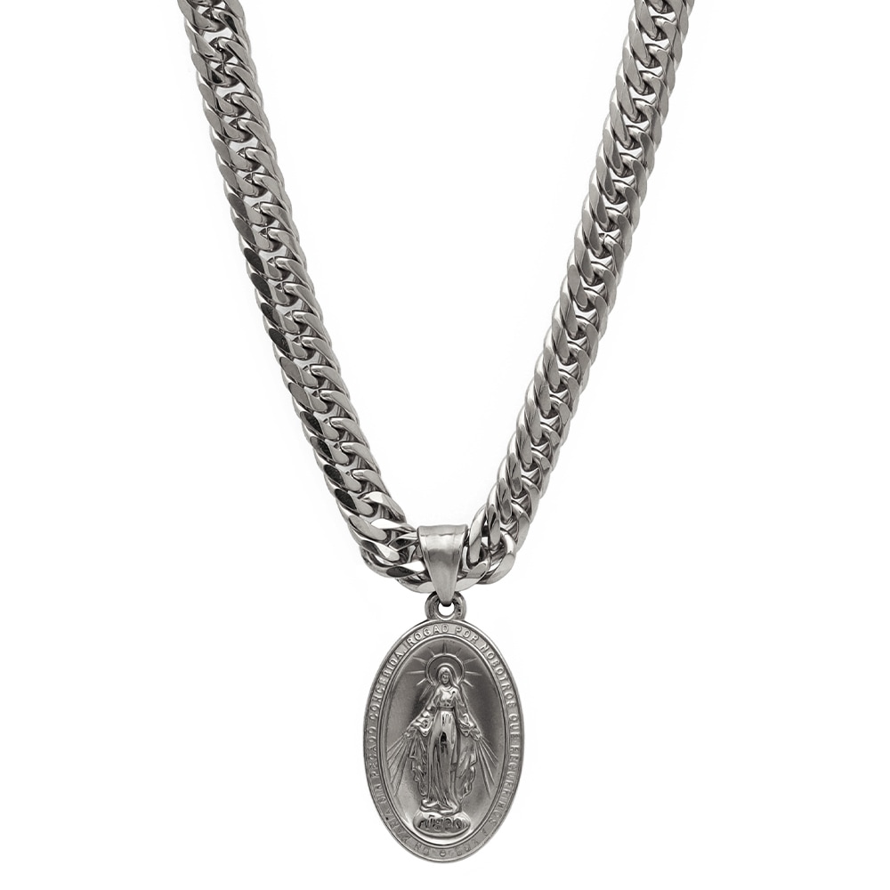 マリアメダイ&ダブル喜平ネックレス [n376-silver]