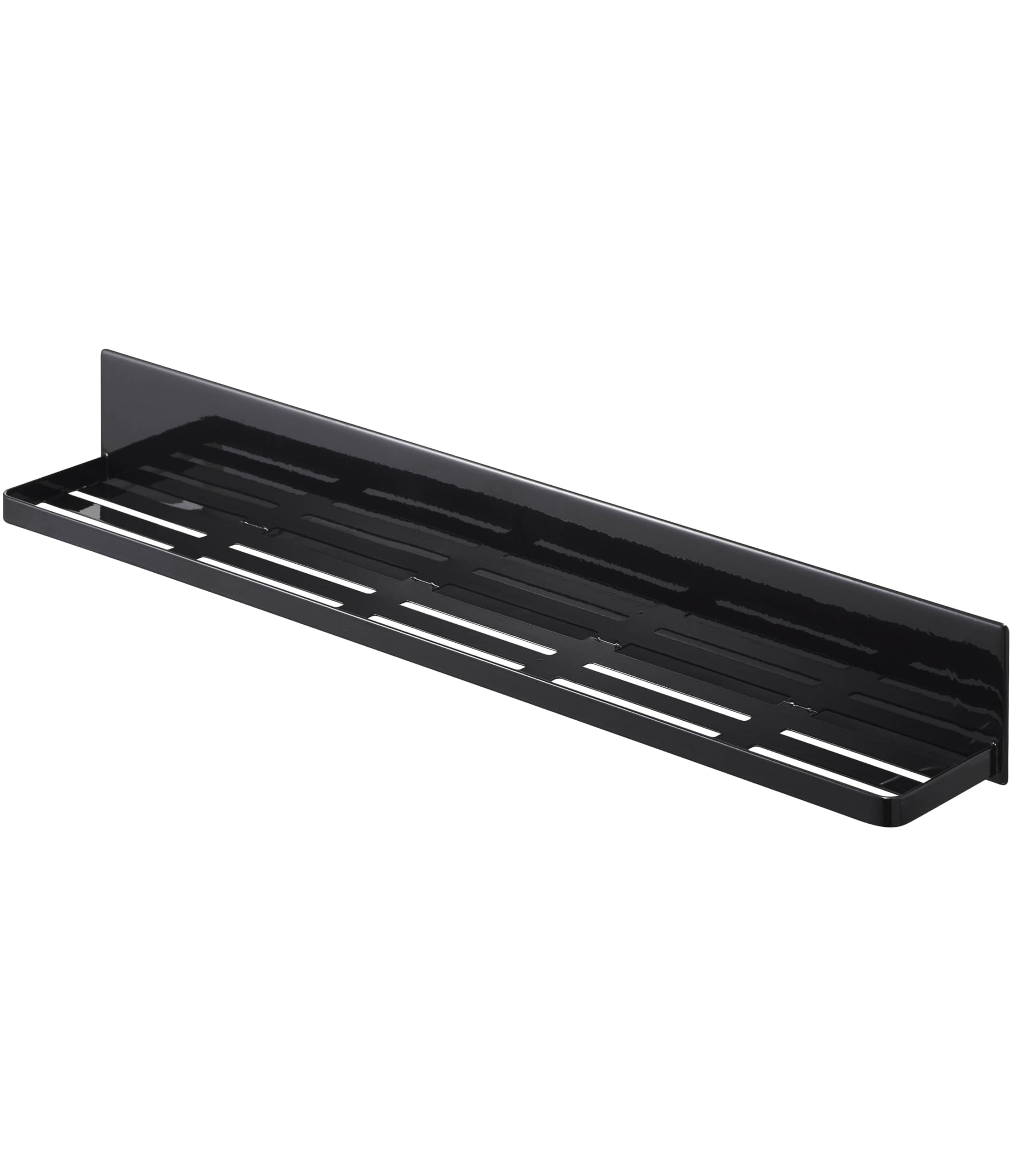 山崎実業(Yamazaki) マグネット バスルームラック ロング ブラック 約W60XD8.5XH8cm タワー 浴室収納 水はけ穴あり フック付き 4859