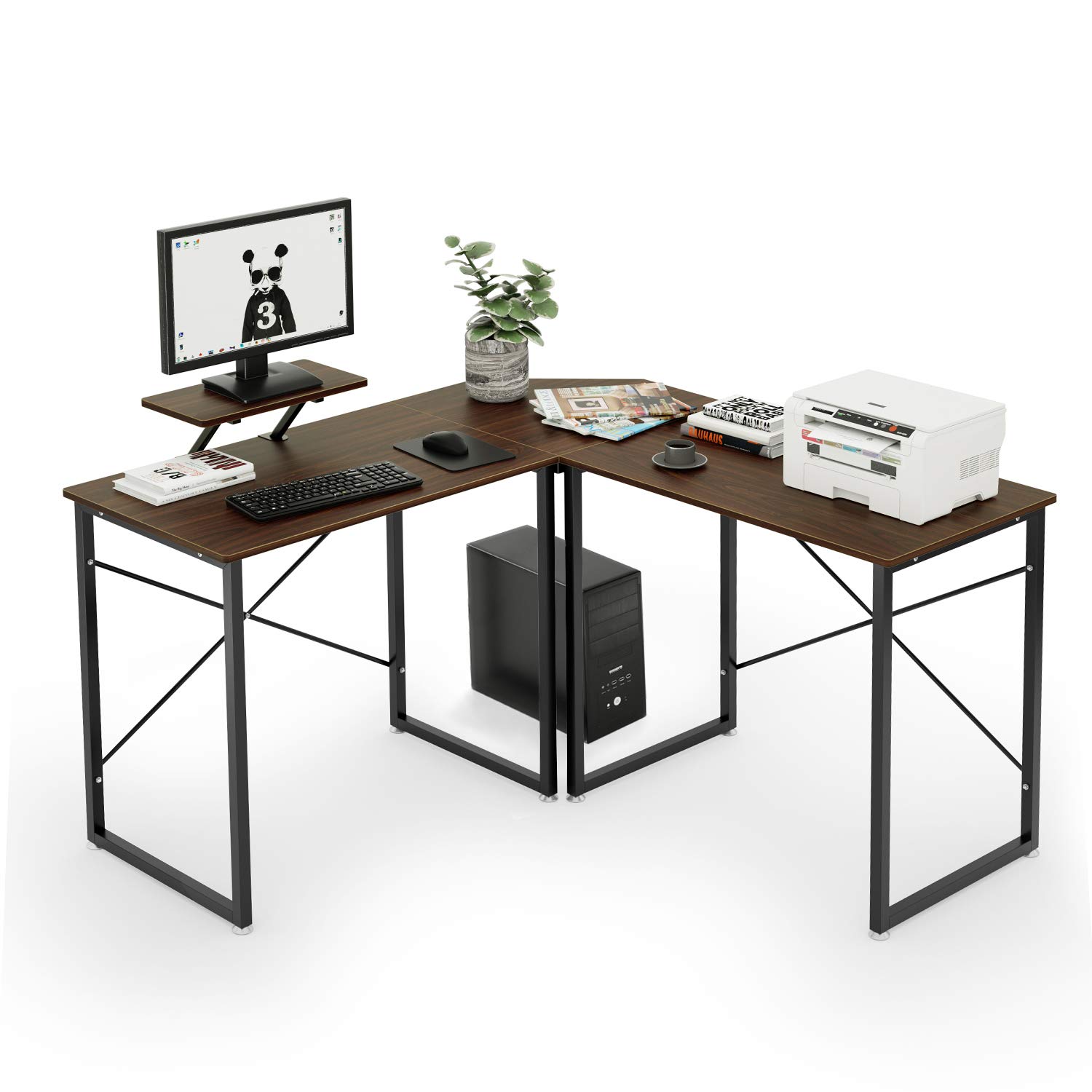 パソコンデスク l字デスク 机 デスク モニタースタンド付き 幅130cm 奥行き50cm ワークデスク コーナーデスク テーブル pc モニターアーム対応 アジャスター付き オフ 72549