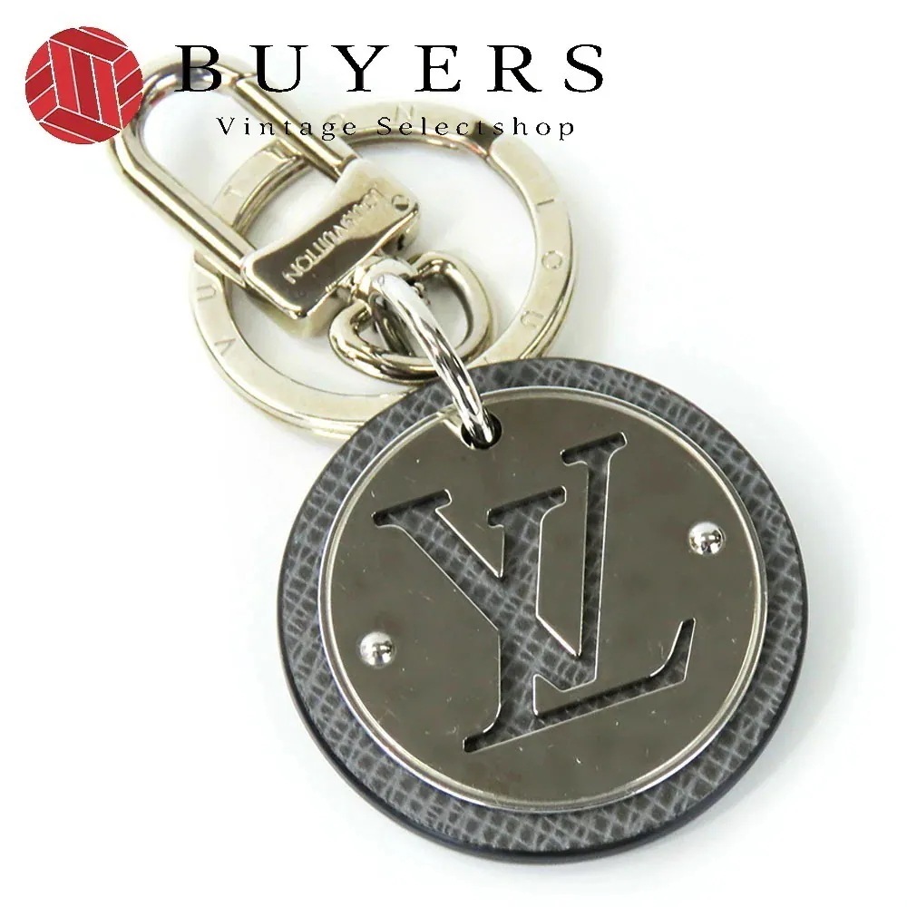 中古 キーホルダー ポルト クレ・LVサークル M00477 タイガ メタル グレー シルバー金具 チャーム アクセサリー 小物 メンズ 男性