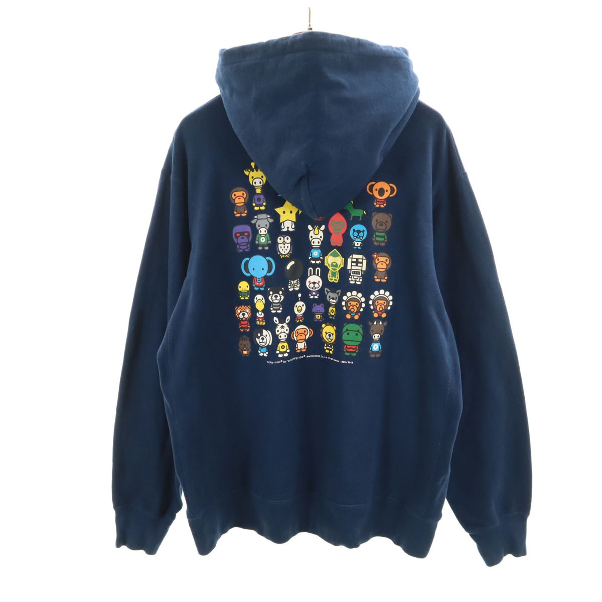 バックプリント ベイビーマイロ 長袖 スウェットパーカー XXL ネイビー メンズ 古着