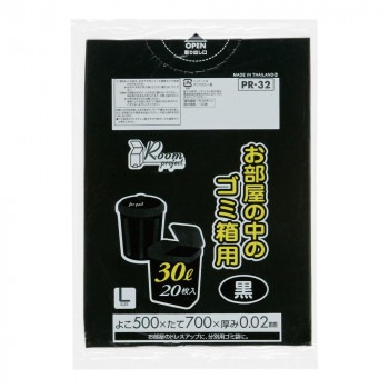 ジャパックス プロジェクト室内用ポリ袋30L L 黒 20枚x50冊 PR32