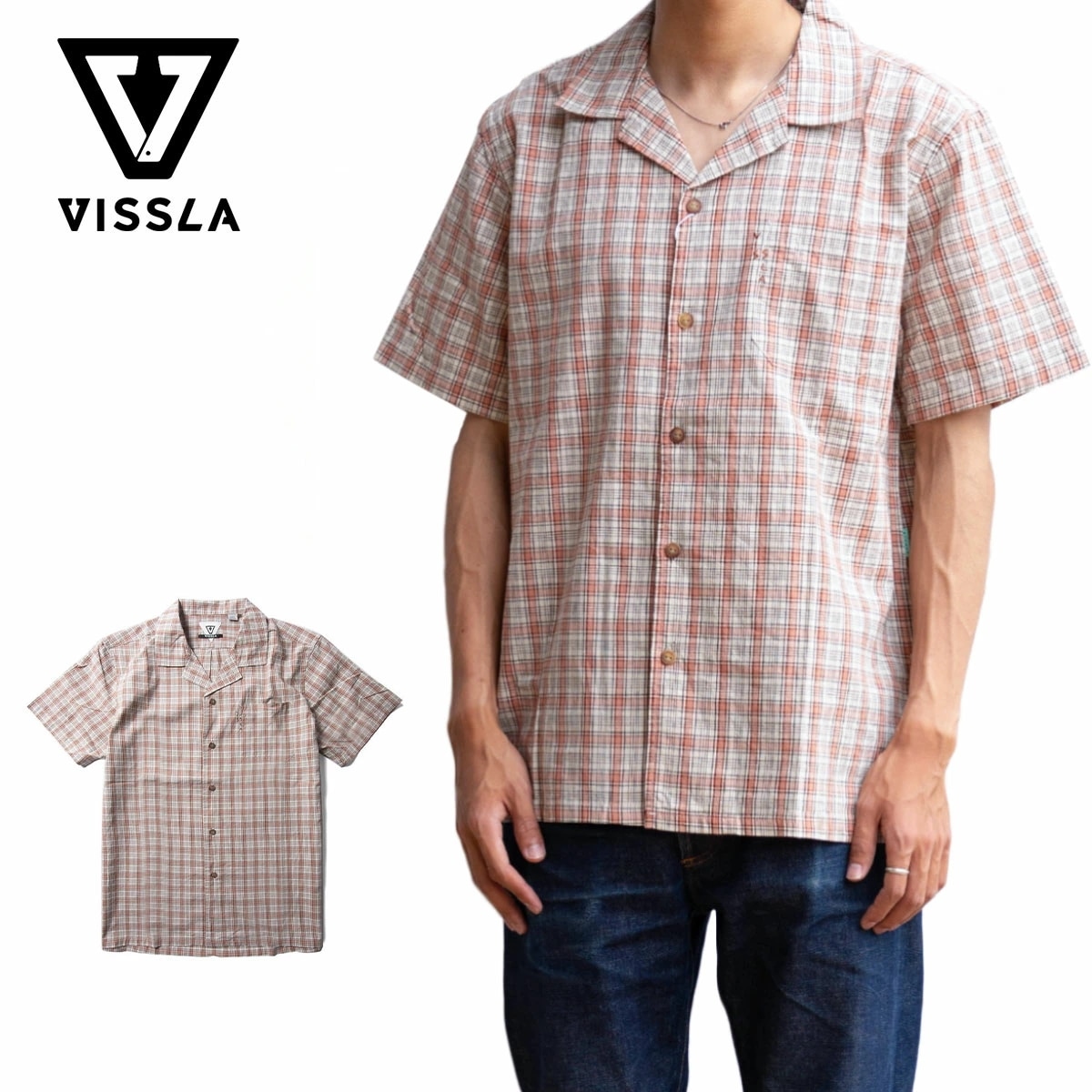 カジュアルシャツ メンズ Undefined Lines Eco S/S Shirt アンディファインド ラインズ エコ 半袖 シャツ トップス ビーチ カジュアル サーフスタイル 無地 シンプル