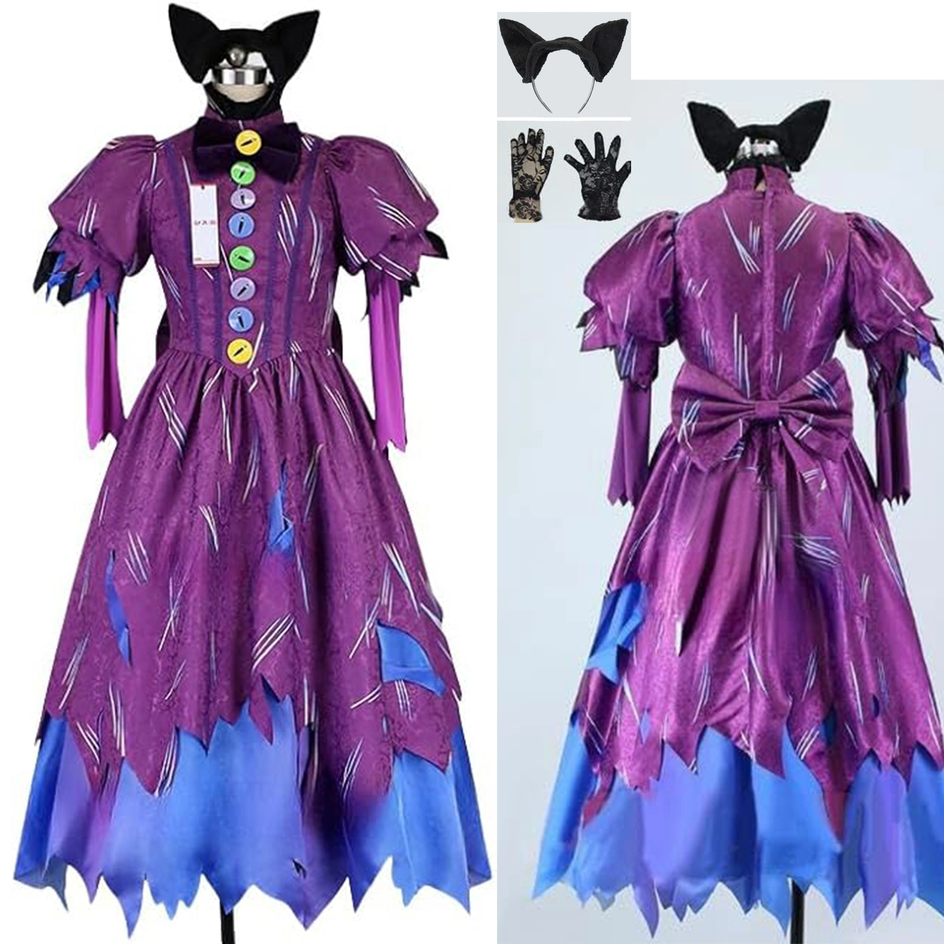 【全シリーズ発売中】 【値引き中】ウィッグ 衣装＋手袋＋カチューシャ ステージ服 仮装 ハロウィン 撮影 大人 遊園地 猫 女性ダンサー TDLスプーキーBoo!パレード2025 衣装 コスプレ
