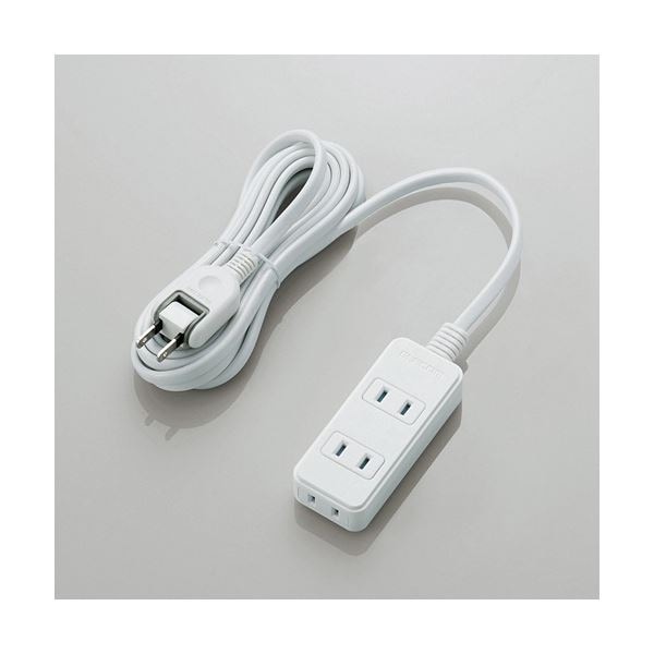 (まとめ) エレコム ほこりシャッター付き電源タップ 2P・3個口 ホワイト 3.0m T-ST02-22330WH 1個 (×5セット)