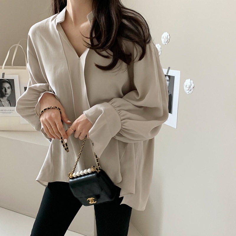 【1つ買うと10つ無料】2025秋の服ハイエンド感触ゆるいシフォンシャツの女性