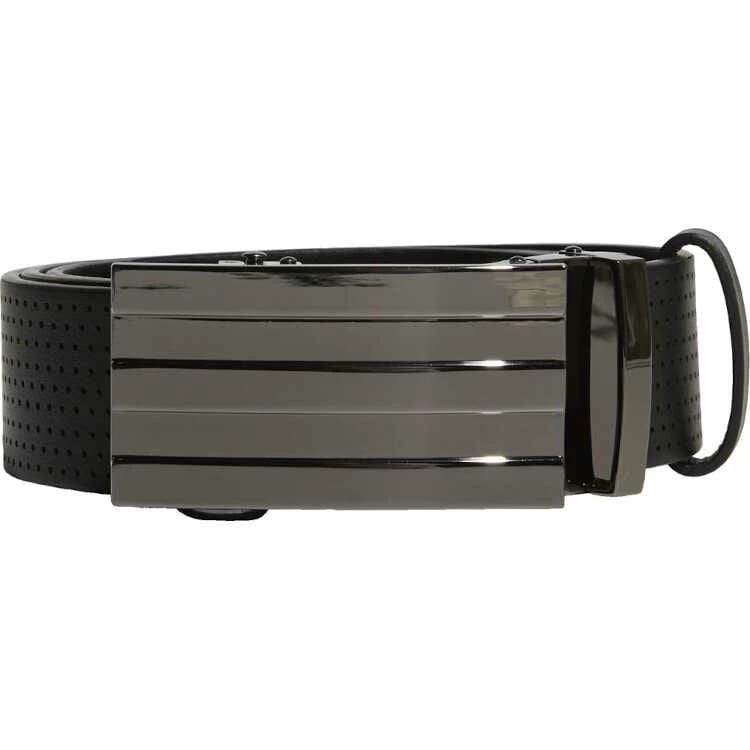 メンズ パンチング 無段階調節ベルト ブラック 3.75×121.75cm #ZB274-HA5951