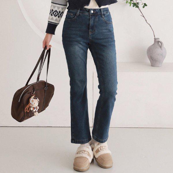 Hスタイル(CC)KW~86チョン・スパン起毛バイオサンドウォッシングブーツカット 冬 女性 起毛 バンディングパンツ ジーンズ デニムパンツ