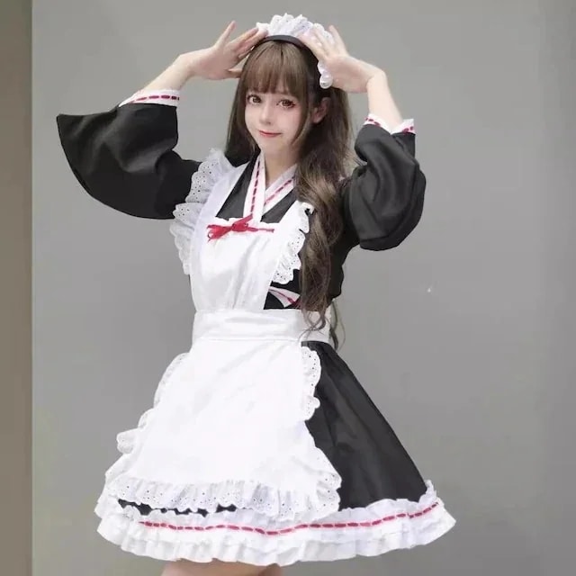 セクシー型 衣装 仮装 短纳期 甘め ガーリー 学園祭 ワンピース コスチューム服 レディース ブラックスリーブソフトかわいい風 ファッション系 文化祭 ハロウィン 4点 セットアップ 今年 大人 6,592円