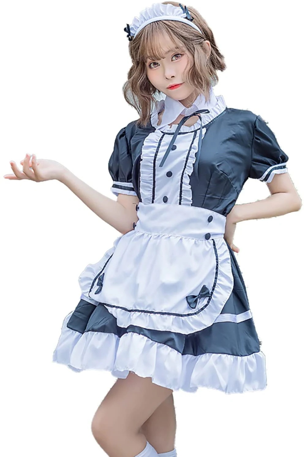 メイド服コスプレ コスチューム セクシー 男性用 大きいサイズ ゴスロリ ブラック