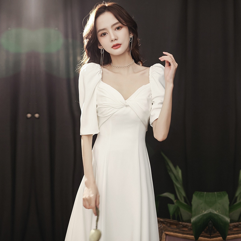 ドレス宴会ドレス2025年秋の小さな人気質の白い誕生日は定期的に着用できます 5,732円