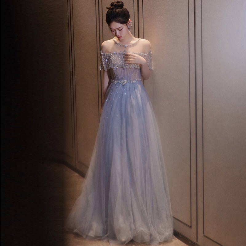 イブニングドレス宴会気質ハイエンドファンタジーフォレストスタイルスーパー花嫁婚約パーティーホストドレススカート女性ワンピースドレスその他 ワンピースドレス