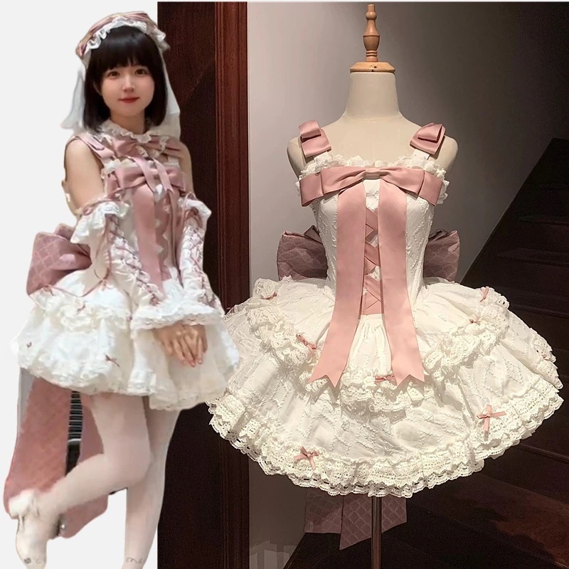 和服コスチュームコスチュームドールスカート 上質 少女 【初恋リボン】 コスプレ 正品 ワンピ お姫様 JSK ロリータドレス