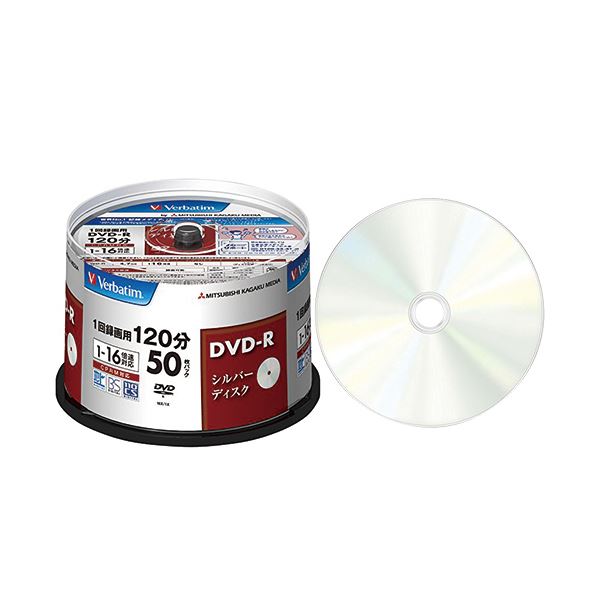(まとめ) バーベイタム 録画用DVD-R 120分1-16倍速 シルバーレーベル スピンドルケース VHR12J50VS1 1パック(50枚) (×10セット)