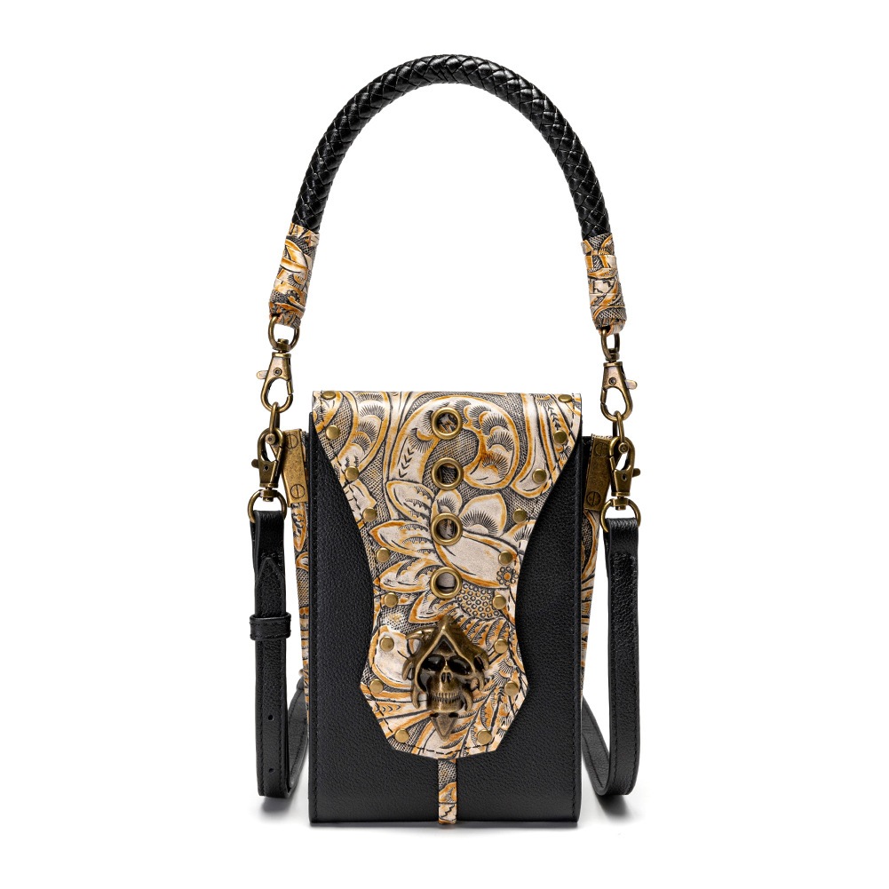 本革 第一層牛革 レトロ エンボス加工された ショルダークロスボディバッグ　ハンドバッグ　ショルダーバッグ