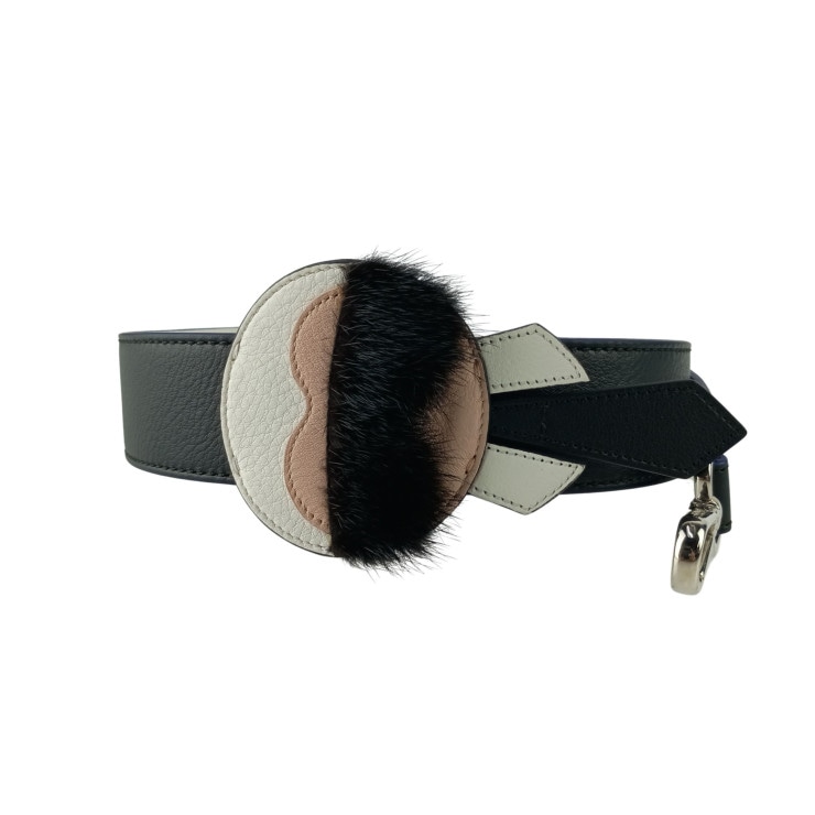 ストラップ STRAP YOU KARLITO ストラップ ユー カーリト 8AV077 5R7 レザー ファー - ショルダーストラップ シルバー金具 ブラック系 ブランド 高級 人気【本物保証】