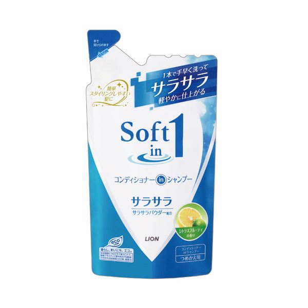 (まとめ) ライオン ソフトインワン コンディショナーインシャンプー サラサラ つめかえ用 380ml 1個 (×30セット)
