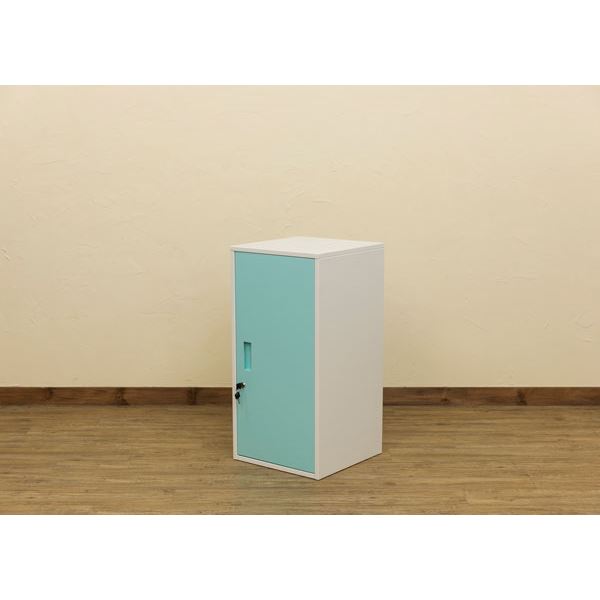 ハイタイプ 鍵付きロッカー/収納ラック (ブルー) 幅38cm スチール カギ×2個 棚板 転倒防止器具付き 連結可 『キューブBOX』