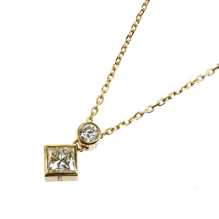 TASAKI タサキ K18YG イエローゴールド ネックレス ダイヤモンド0.52ct/0.12ct 2.8g 40cm レディース 中古
