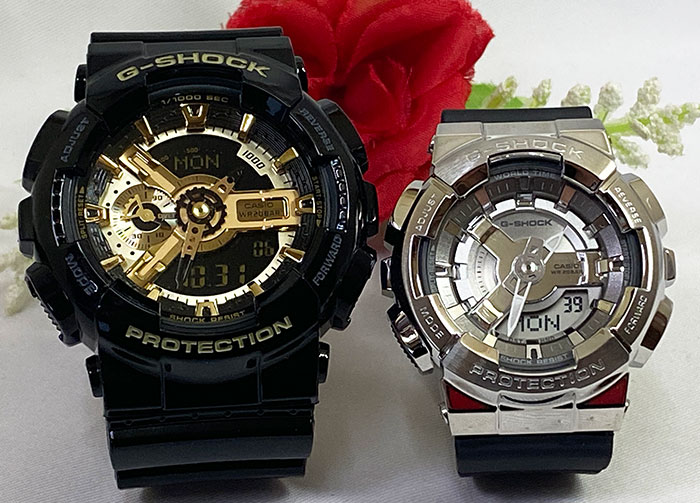 恋人たちのGショック ペアウオッチ G-SHOCK ペア腕時計 カシオ 2本セット gショック GA-110GB-1AJF GM-S110-1AJF アナデジ 電池式 　クリスマス　誕生日 御祝い