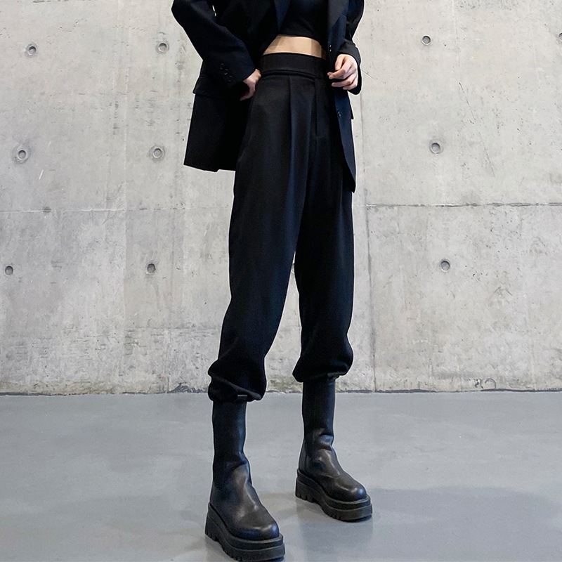 ベルト付き ハーレムパンツ レディース パンツ ボトムス 丈長 フルレングス 異国風 ヴィンテージ アメカジ カジュアル おしゃれ かっこいい レトロ こなれ感 ラフ メンズライク ボーイッシュ