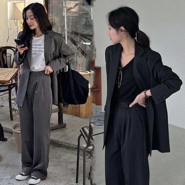 リクルートスーツ セットアップ 春 秋 ジャケット+パンツ パンツスーツ 二つボタン 可愛い カジュアルスーツ レディース 2点セット 長袖 フォーマル スーツセット 通勤 オフィス OL 入学式 卒