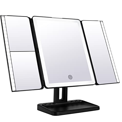 FASCINATE 女優ミラー 卓上ミラー ライト付き おしゃれ 化粧ミラー led 卓上 充電 ライト 卓上鏡 メイクミラー スタンド鏡 ミラー タッチライト 明るさ段階調節 ライト付 化粧鏡 大