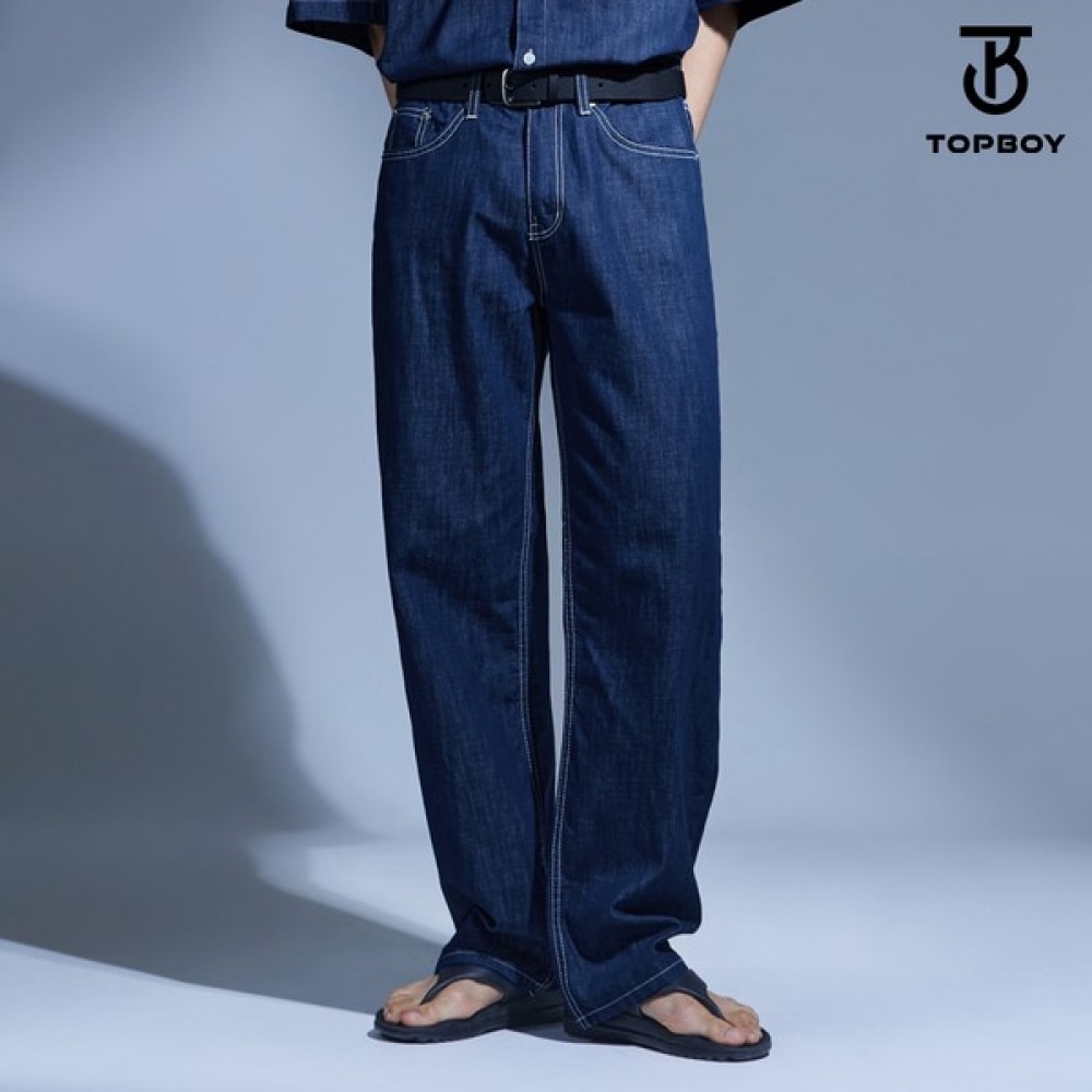 (TOPBOY) オールシーズンノンフェードデニムセットアップセミワイドパンツ (WP007)