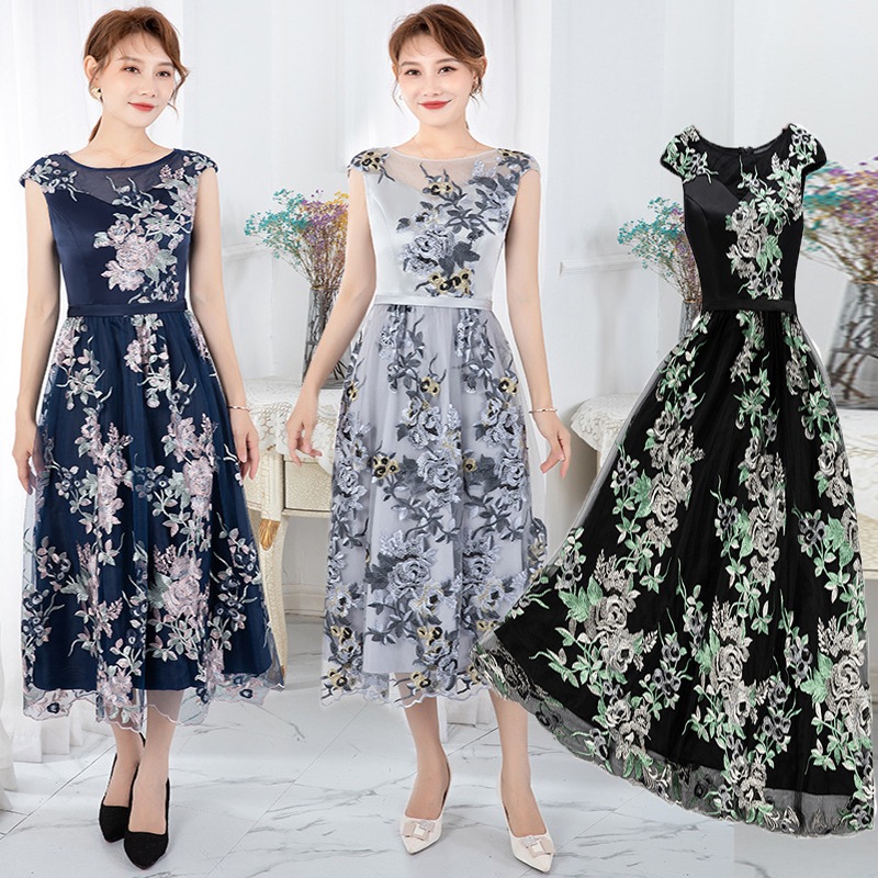 超安い 美品花柄刺繍パーティードレス結婚式 ワンピースブライズメイド 演奏会用 お呼ばれ入学式