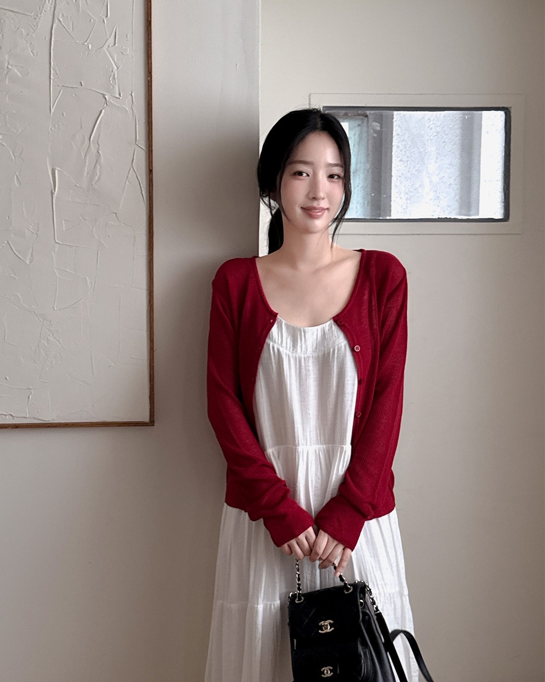 バニンリネンニットカーディガン韓国ファッション レディース