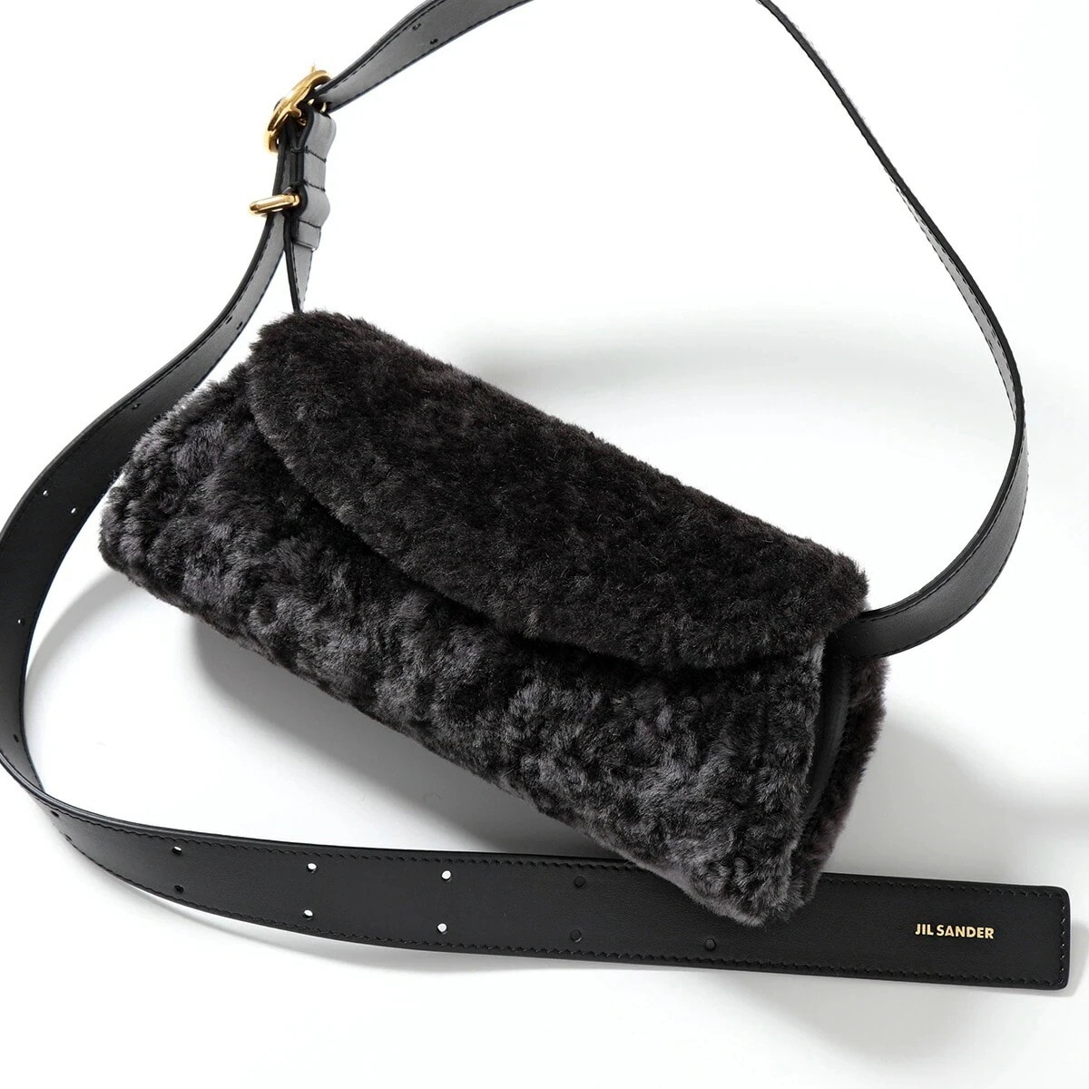 JIL SANDER ジルサンダー ショルダーバッグ CANNOLO MINI カンノーロ ミニ J08WD0008 P5886 レディース ハンドバッグ ファー×レザー 鞄 001/BLACK