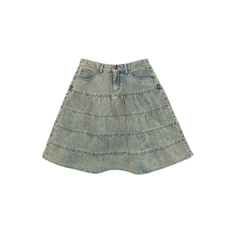 [NMIXX へウォン 着用] CALIE DENIM MIDI SKIRT 韓国 アイドル レディース 大きいサイズ ひざ丈 夏