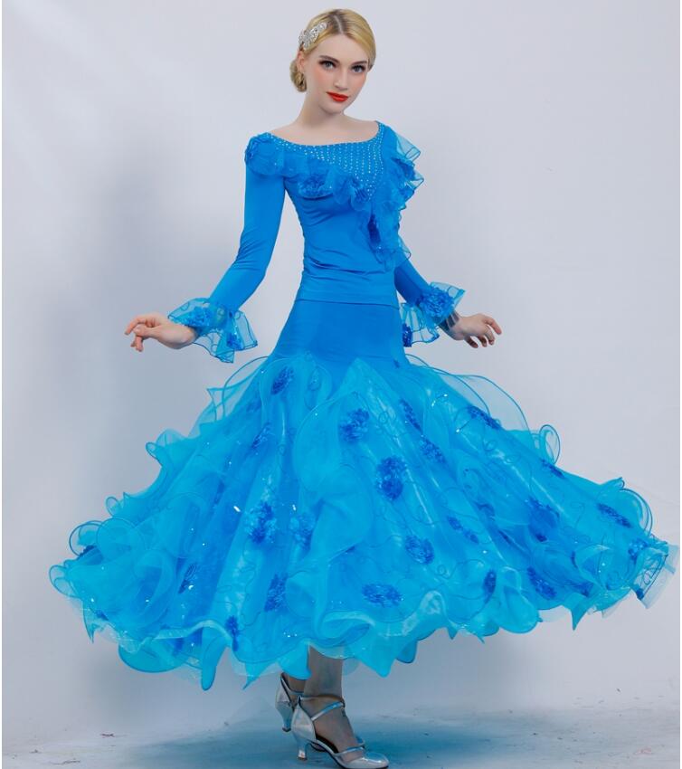 【激安販売】高品質社交ダンスドレス レディース 発表会 ステージ衣装 競技用ドレス 練習着 演出用 長袖 大きいサイズ ダンス衣装/マキシ丈ワンピース ママ ラテンドレス ドレスウエア イベント ス