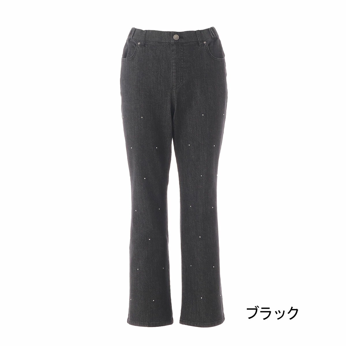 17℃ レディース パンツ デニムセミフレアラインストーンドット