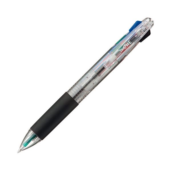 (まとめ) TANOSEE 油性4色ボールペン 0.7mm (軸色 クリア) バネクリップ仕様 1本 30セット