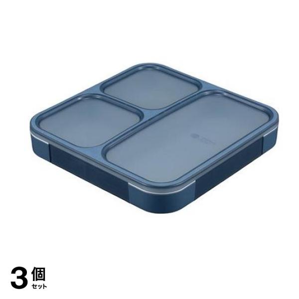 CB JAPAN (シービージャパン) 薄型弁当箱 抗菌 フードマン 800 800mL (アッシュネイビー) 3個セット