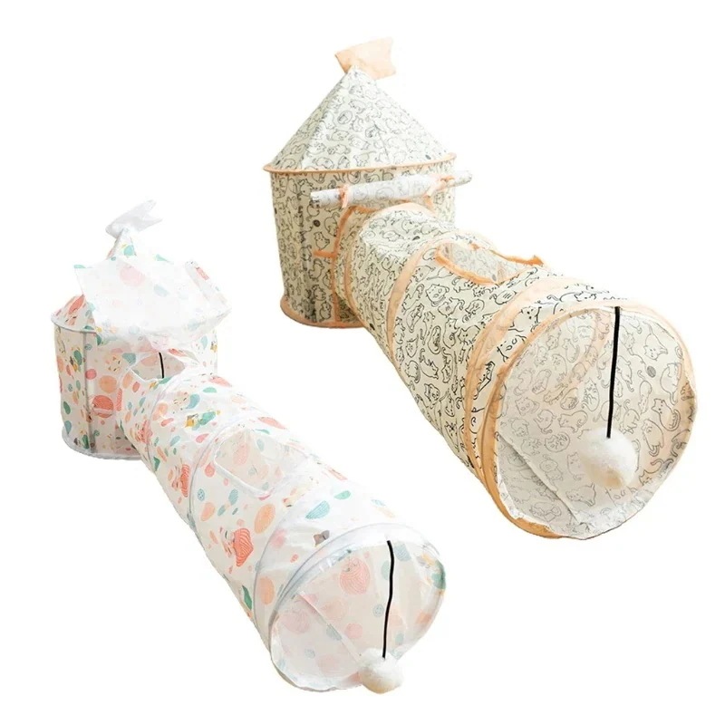 ペット用プレイトンネルマット 子猫と犬用 折りたたみ式 柔らかい猫のトンネルチューブ おもちゃ ペット 遊ぶギフト