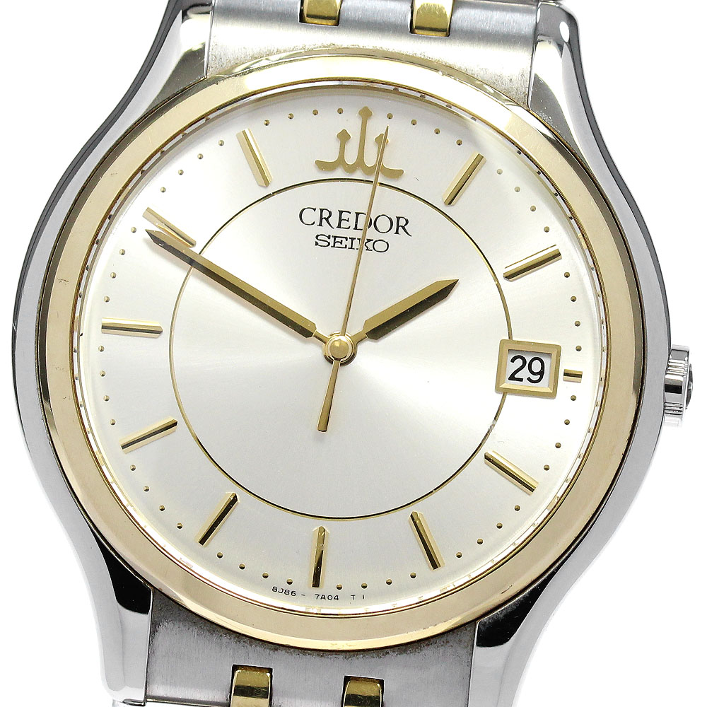 セイコー SEIKO 8J86-7A00/GCAZ014 クレドール YGベゼル デイト クォーツ メンズ _834957【中古】