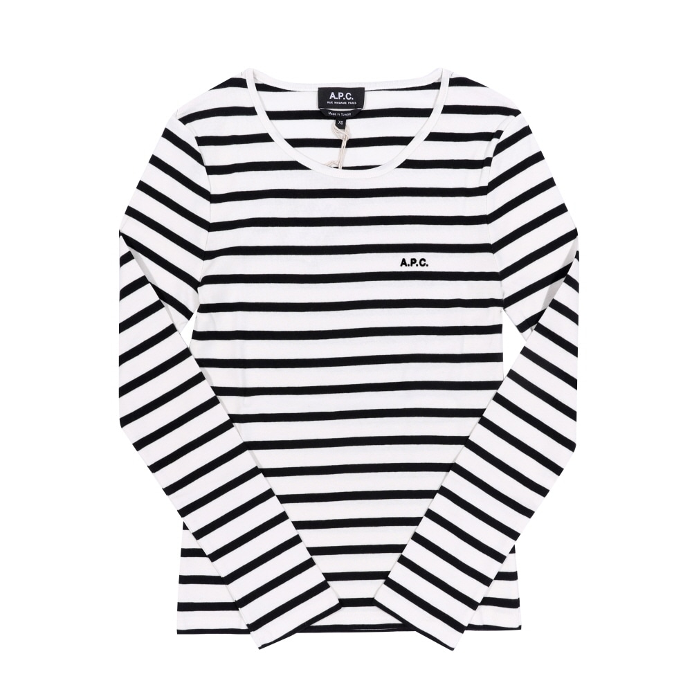 アペセ テルマ ストライプ レディース 長袖Tシャツ COHCA F26373 TAT ECRU/BLACK