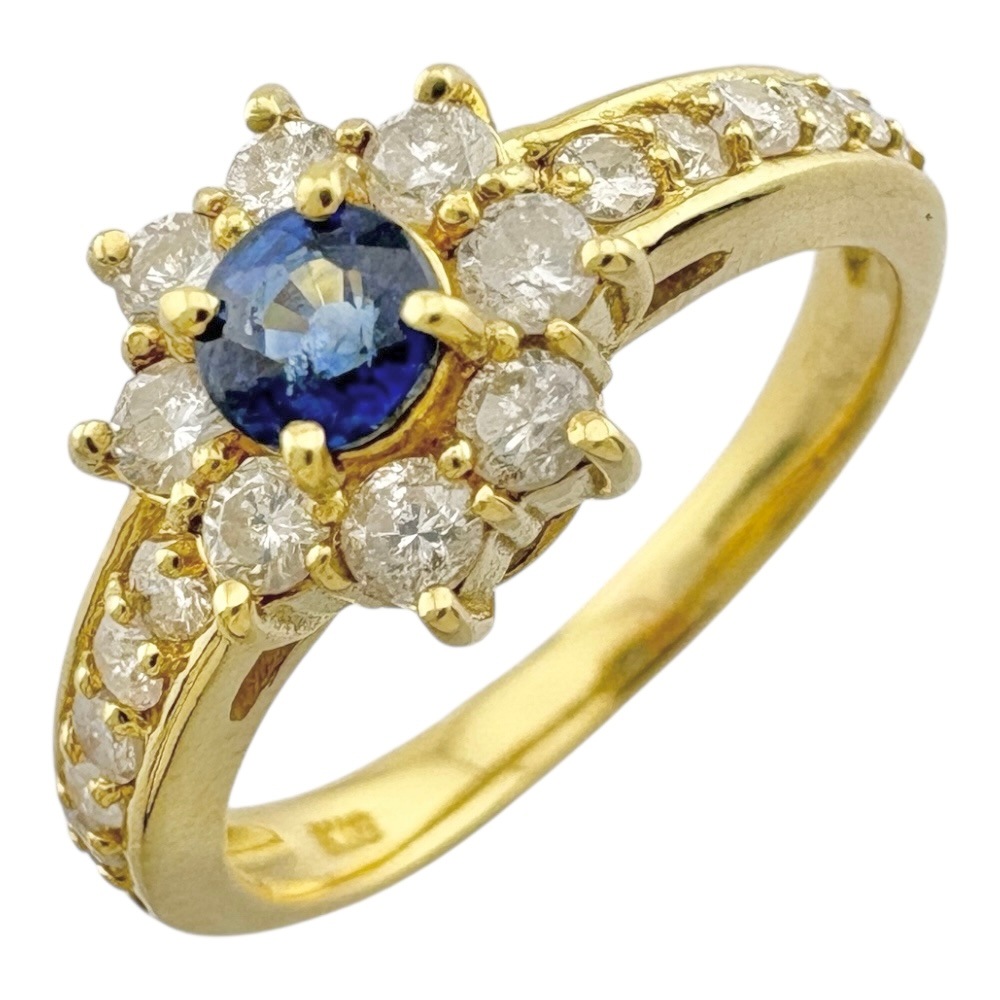 リング 指輪 12号 18金 K18イエローゴールド サファイア 中古 美品